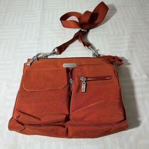 Baggallini Red Nylon Medium Crossbody Bag Adjustable Strap Lot Of Pockets